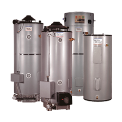 Range of American Standard Commercial Water Heaters, including Electric, Gas, and Storage Tanks